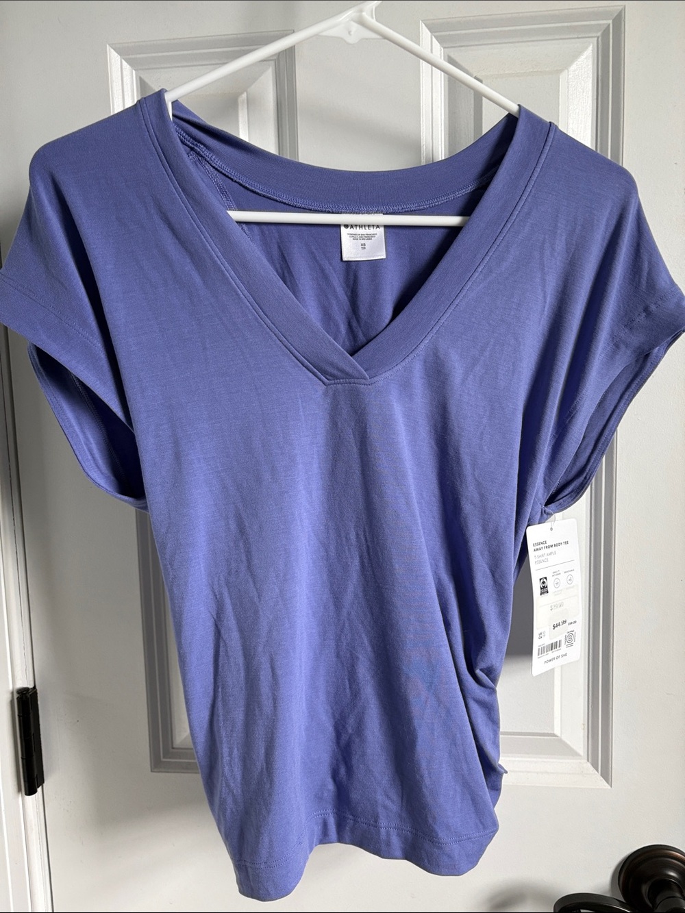 NWT Athleta Essence Away From Body Tee a Purple Tie Back XS
